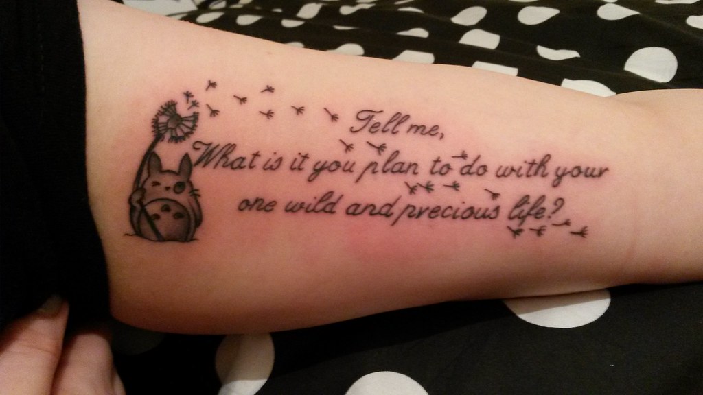 Totoro tattoo | Mary Oliver quote with Totoro. Goodbye the p… | Flickr