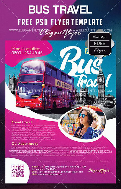 Free Bus Travel Flyer Template