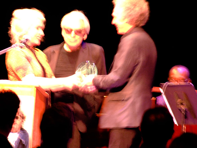 Debbe Harry & Chris Stein present Bob Gruen with the first annual 'John Lennon Real Love Award'