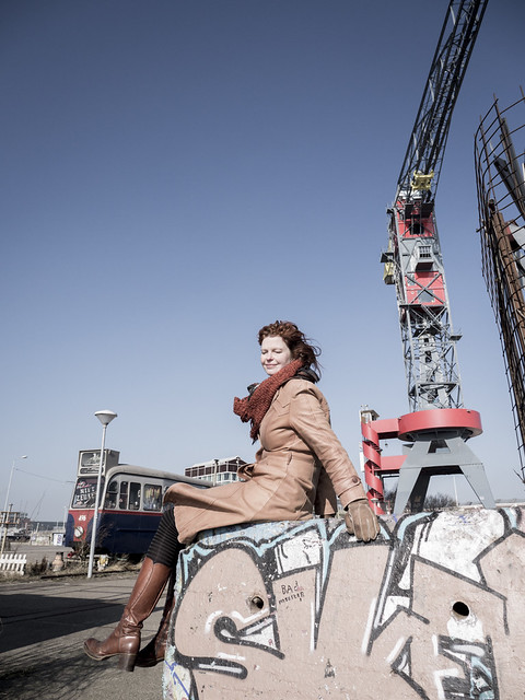 Hanneke, Amsterdam 2015: Between a tram and a crane