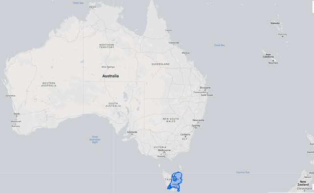 NL on Tasmania map