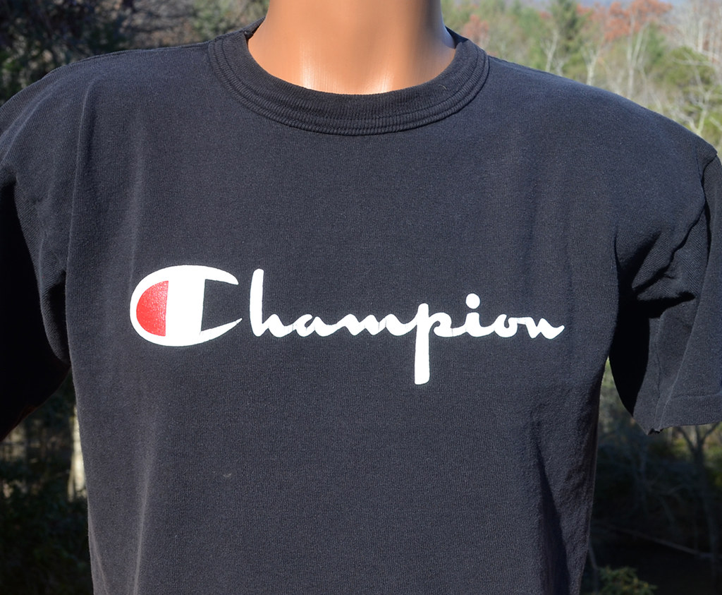 vintage champion logo t-shirt 80s black plain 7 | all vintag… | Flickr