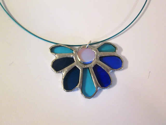 Crystal Blue - Stained Glass Pendant