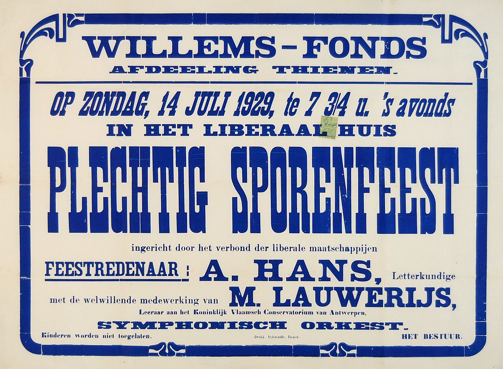 Affiche Willemsfonds Tienen, 1929