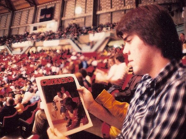 Darcy attends the Vancouver Canucks season opener on October 18, 1977. Canucks defeat Detroit Red Wings 3-2.