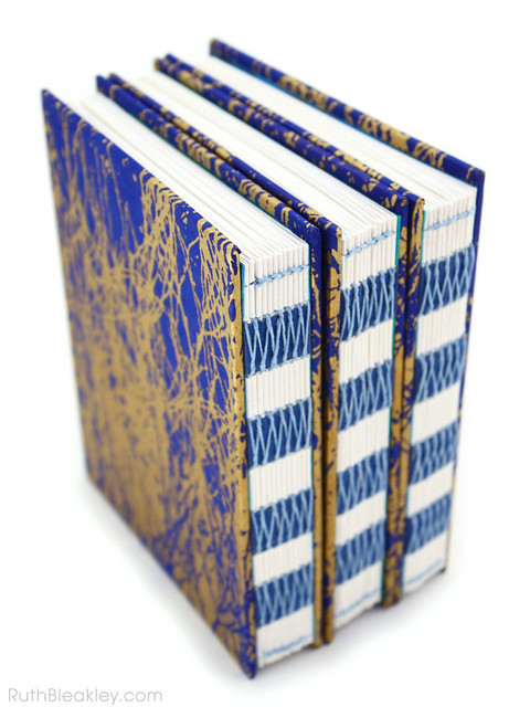 Blue and Gold French Link Journal handmade by Ruth Bleakley - 2