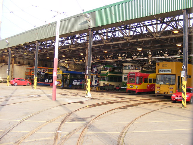 A view of Rigby Road tram depot, Blackpool. A brand new depot has been opened at Starrgate for the new Supertrams which now see daily service in Blackpool and Rigby Road has been retained for Heritage and Illumination Trams