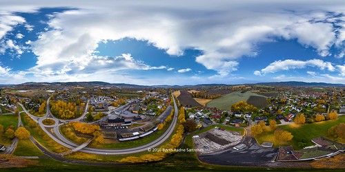 equirectangular lier lierbyen aerialview aerial buskerud village drone autumn autumncolors norway norge nature natur landscape landskap sky clouds season road highangleview highup 2016 october city drammen 360degree 360 panorama panoramic høst field tree trees architecture building buildings outdoors day