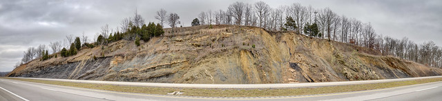 Caseyville Formation, faulted, rock cut on Highway 9007, Ohio County, Kentucky 2