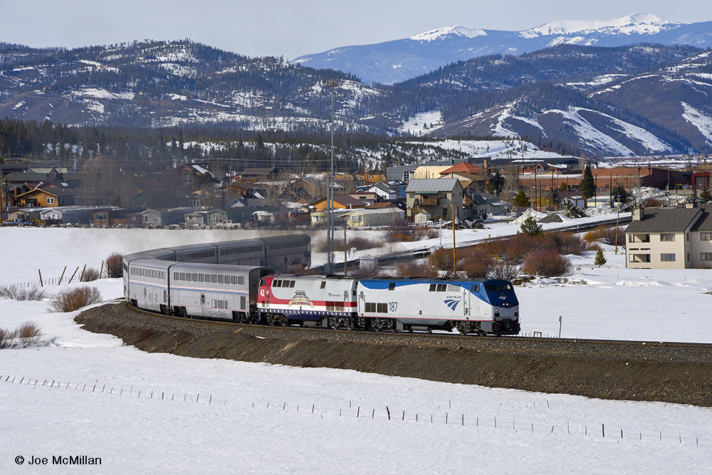 Leaving Fraser Amtrak's Winter Park Express ski train