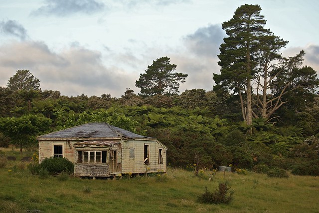 Abandoned Derelict Farm Homestead  Dusk Raglan New Zealand