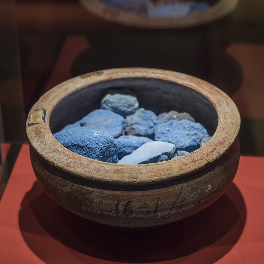 Cup containing Egyptian Blue pigment from Pompeii