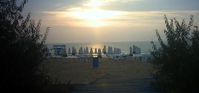55.The beach at sunrise