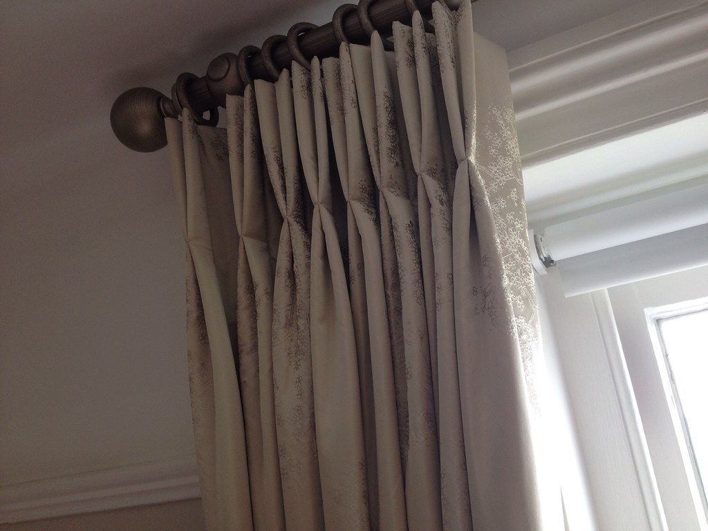 Double pinch pleat headed curtains