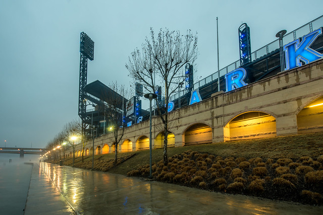 Fog along the Riverwalk by PNC Park in Pittsburgh