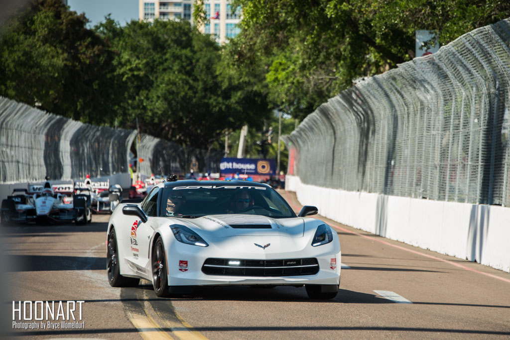 Image of Corvette safety car during a yellow flag lap