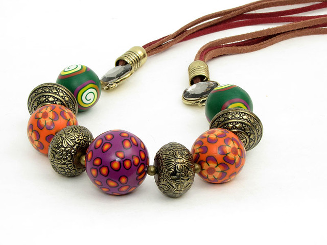Inka necklace big polymer clay beads