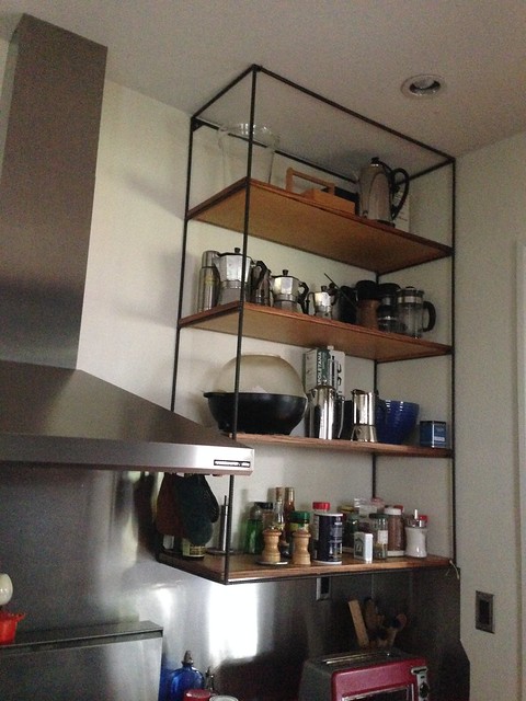 Custom Pine + Rebarb Shelving : Created by my geniusly talented carpenter buddy Surfer Joe Shortt. The Sur stands for Sir.