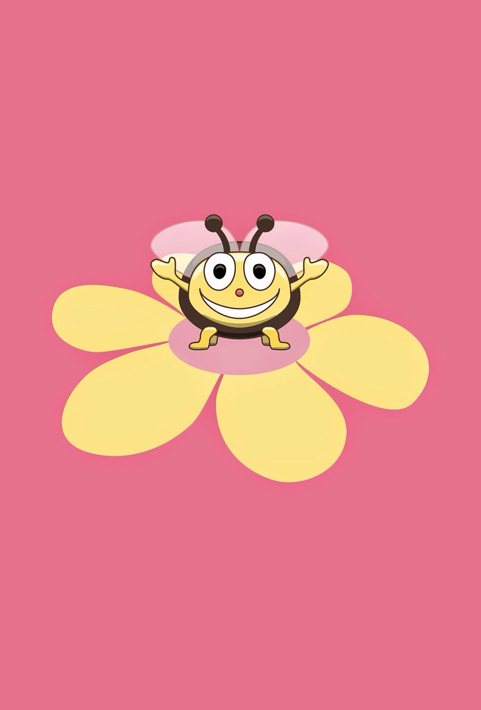Happy cartoon bee on flower iPhone wallpaper | Cheerful iPho… | Flickr