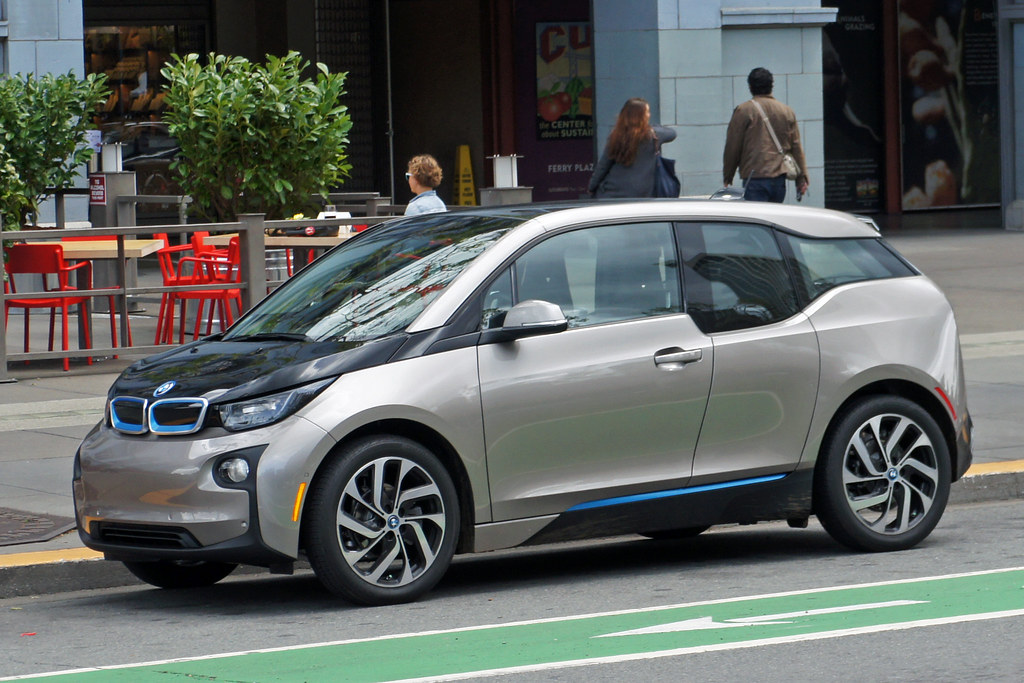 Image of BMW i3 electric car, Embarcadero, San Francisco