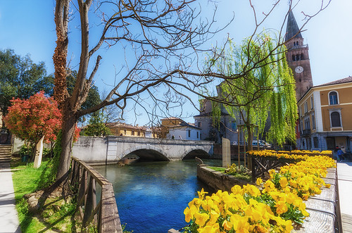 bridge flowers italy color water reflections river landscape spring nikon ngc sigma wideangle 1020mm portogruaro sigma1020 theunforgettablepictures wonderfulword d7000 nikonclubit