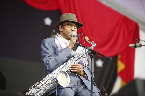 Archie Shepp Quartet in the Jazz Tent. Photo by Michele Goldfarb.