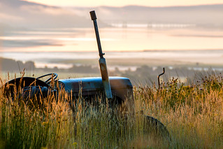 Old tractor with a scenic view