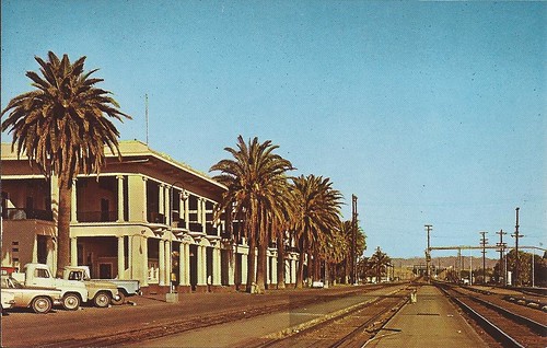 california railroad station train postcard rail railway depot needles atsf santaferailway