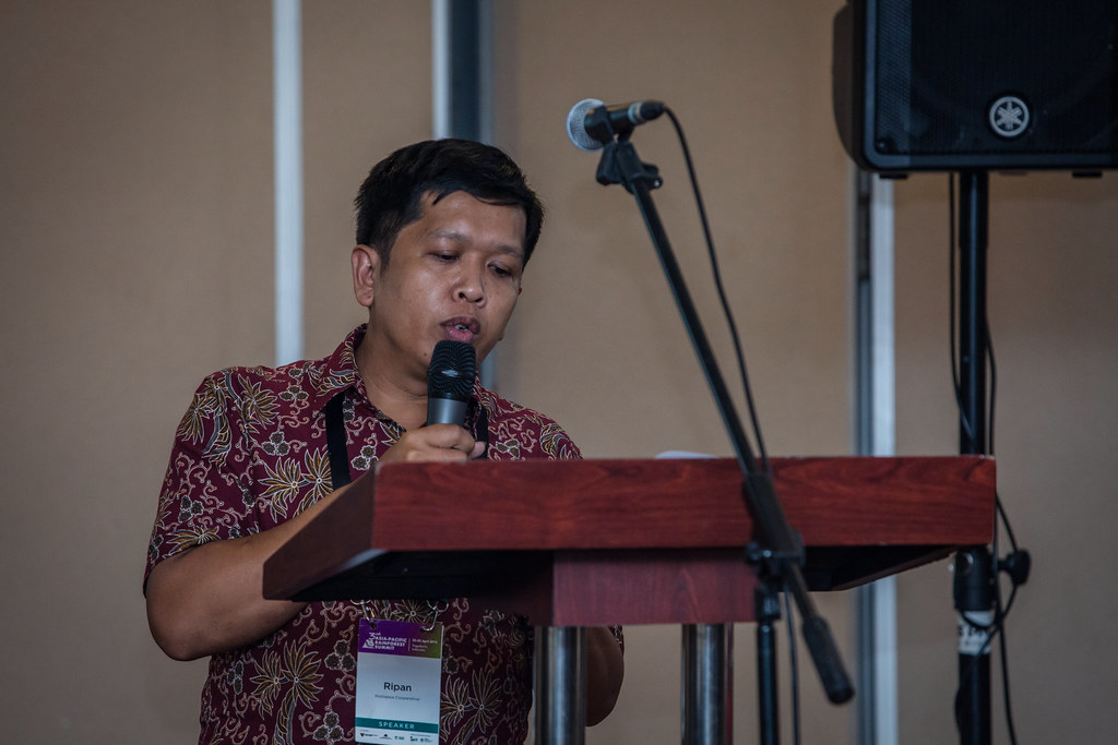Ripan, speaks during Parallel Session 8 "Community Forest (Implementation)" of 3rd Asia-Pacific Rainforest Summit in Yogyakarta on April 24, 2018...