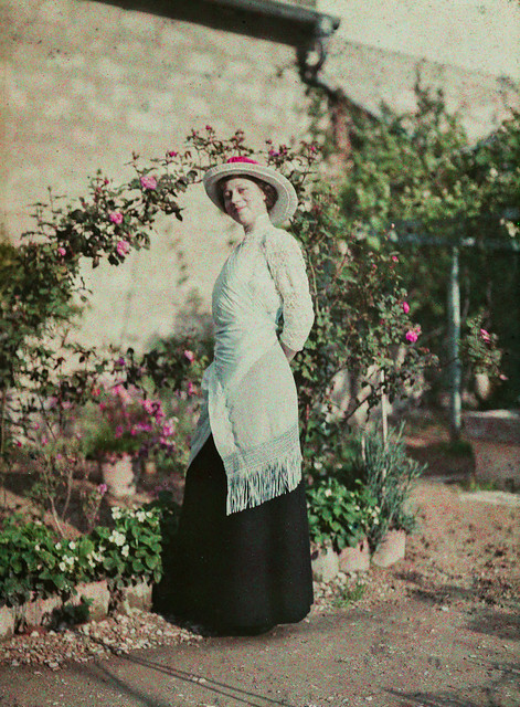 Young lady in a Garden (autochrome, France)
