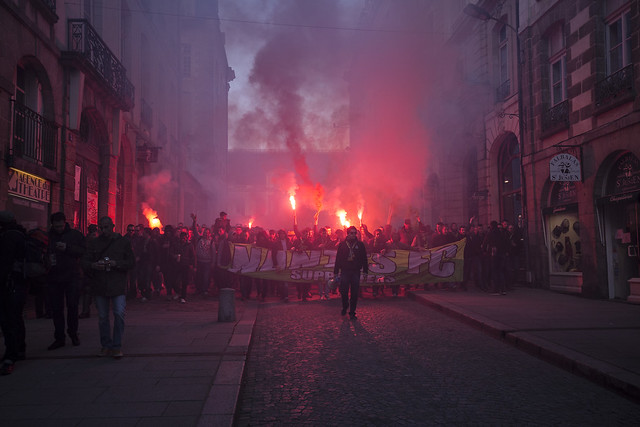 Rennes : Marche des supporters du FC Nantes.