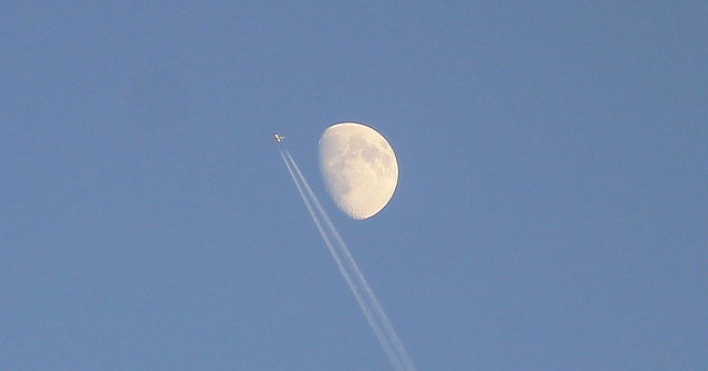 AIRPLANE AND THE MOON