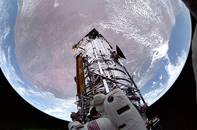 Shuttle STS-61 Onboard View of the Hubble Space Telescope