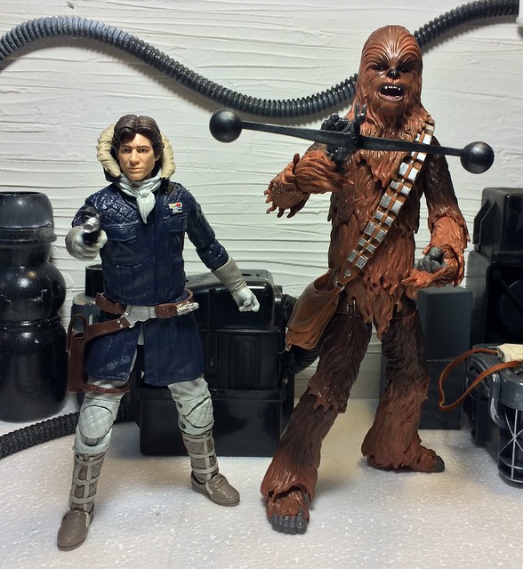 Star Wars Han and Chewbacca action shot. Custom Han Black Series 6