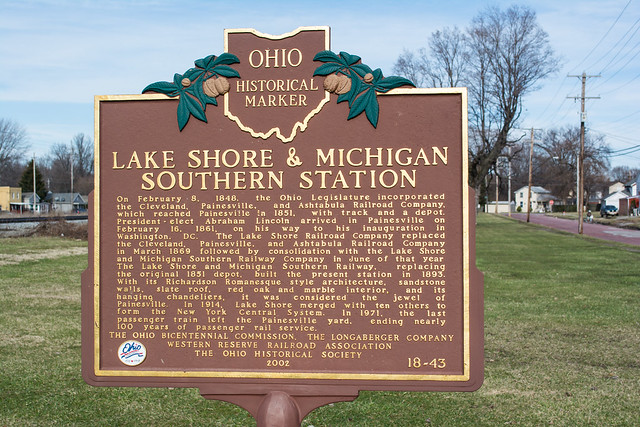 historic marker - Painesville Station - CPA