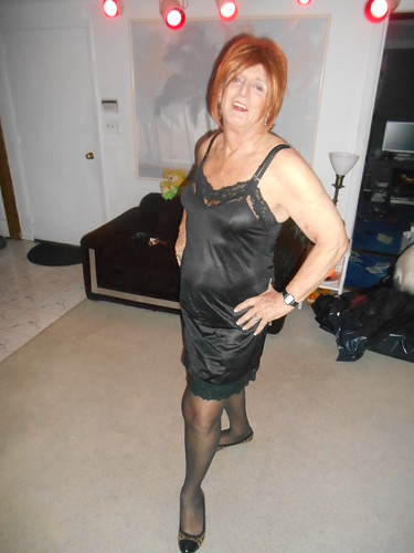 Cd show new outfit with nylon stockings and slip