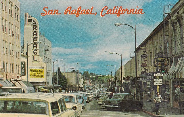 San Rafael California postcard - Fourth Street - 1960s