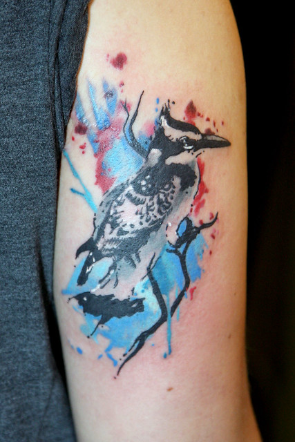 watercolor kingfisher tattoo