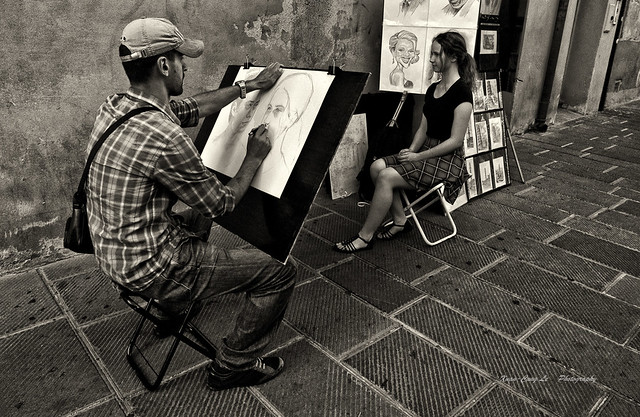 the girl and the street painter