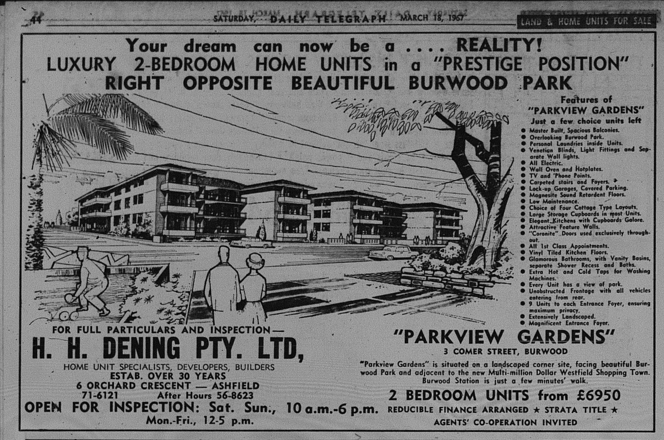 Burwood Park Units Ad March 18 1967 Daily Telegraph 44