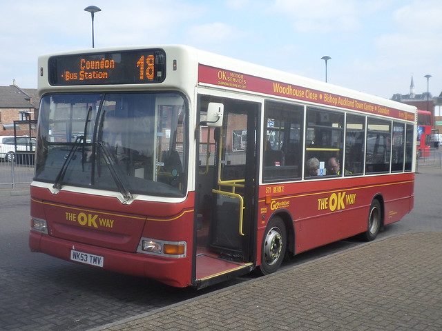 0571 NK53 TMV Go North East The  OK Way Dennis Dart MPD on the 18 to Coundon