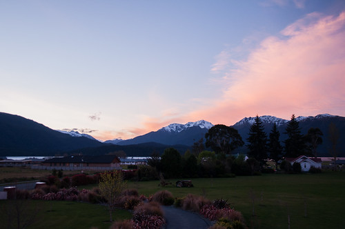 sunset newzealand mountain view southisland teanau teanaulodge