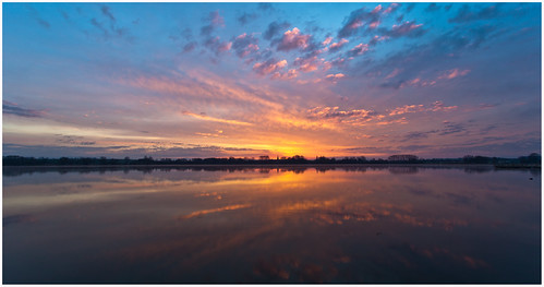 Sunrise at Lake Seeburg by :: Blende 11 ::, sun lake color water colors clouds sunrise germany deutschland see colorful wasser bluesky sonnenauf