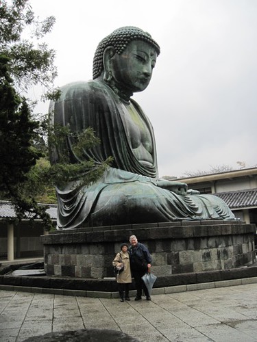 Marge Chandler at the Great Buddha in Kamakura Japan 2010