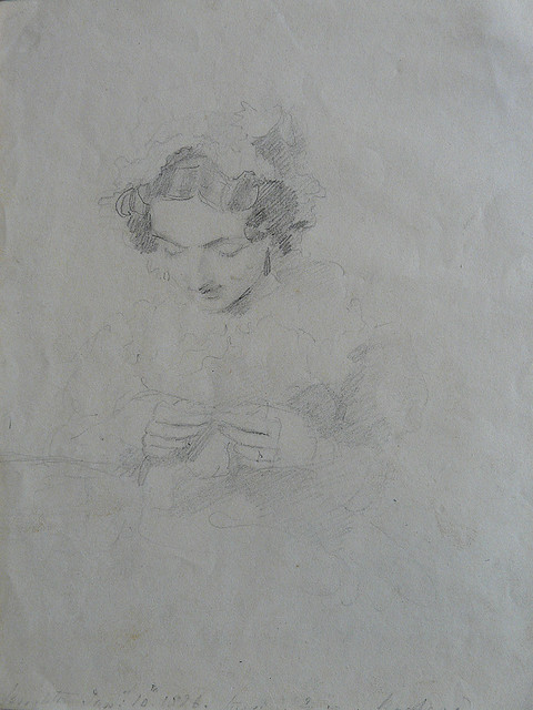 CONSTABLE John - Jeune Femme cousant, coiffée d'un Bonnet (Louvre RF6108) - 0