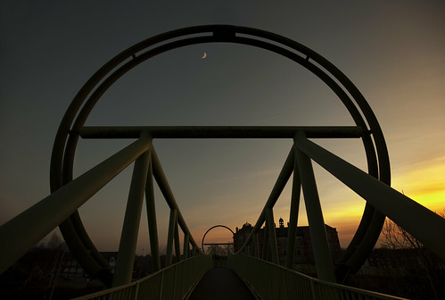 bridge sunset sky moon path library stoke a50