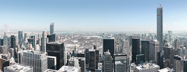 Uptown Manhattan and Central Park from Rockefeller Center in Winter