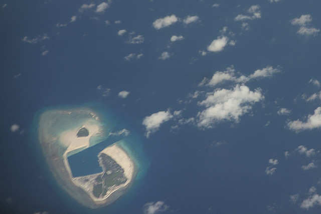 Aerial view of a Paracel Island, South China Sea