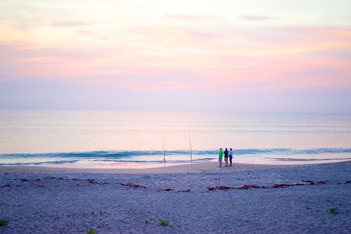 ocean beach sunrise dawn fishermen florida fishingpole indialantic