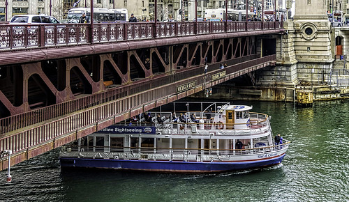 people chicago men cars water buses children boats illinois women bridges fences tourists rivers michiganavenue chicagoriver railings odc hff nikkor24120mm fencefriday starofchicago ourdailychallenge dusablebridge